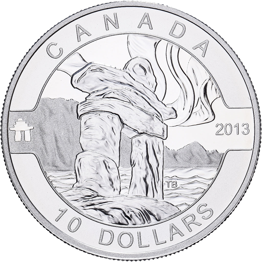 Canada, Elizabeth II, 10 Dollars, The Inukshuk, 2013, 1/2 Oz, Silver, MS(65-70)