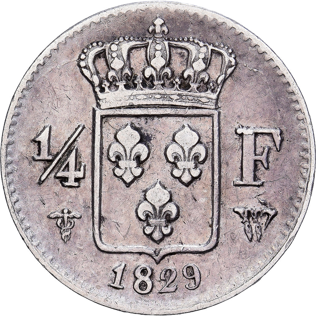 Frankreich, 1/4 Franc, Charles X, 1829, Lille, Silber, SS, Gadoury:353
