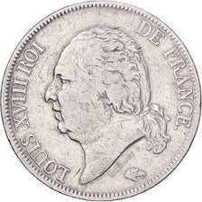 France, Louis XVIII, 5 Francs, 1824, Perpignan, Silver, VF(20-25), Gadoury:614