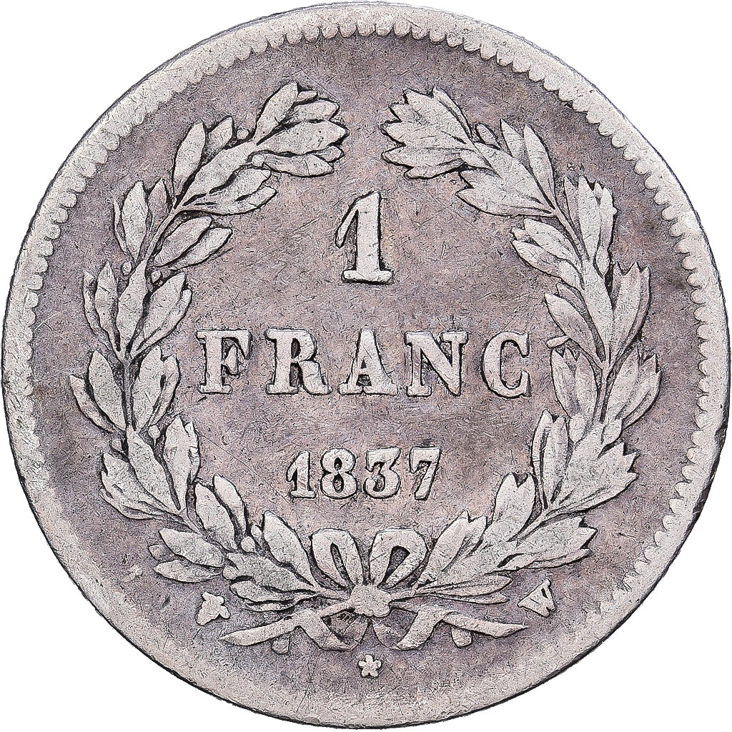 Francja, Franc, Louis-Philippe, 1837, Lille, Srebro, VF(20-25), Gadoury:453