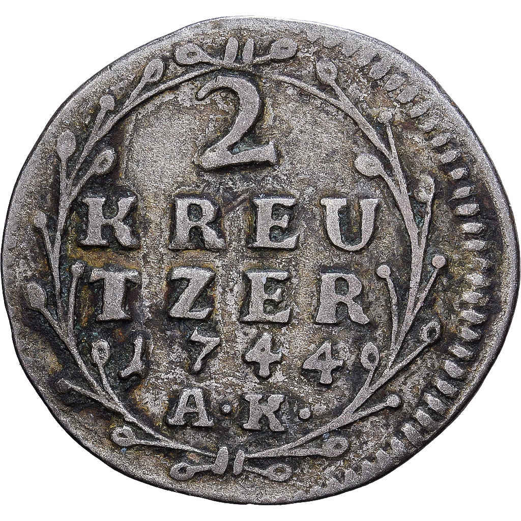 German States, HESSE-DARMSTADT, Ludwig VIII, 2 Kreuzer, '1744', Darmstadt