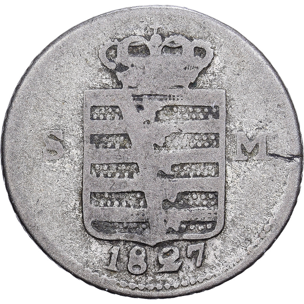 Estados alemanes, SAXE-MEININGEN, Bernhard II, 6 Kreuzer, 1827, Plata, BC+