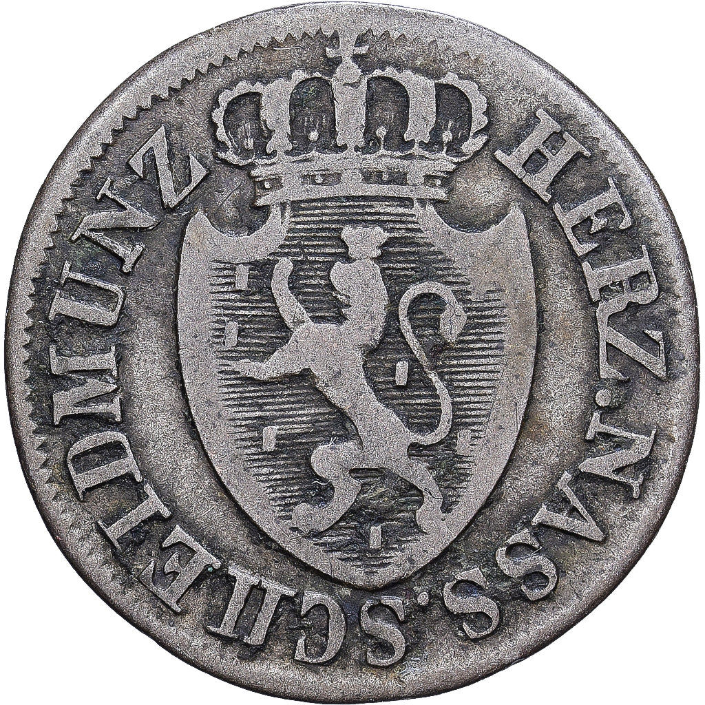 Estados alemanes, NASSAU, Wilhelm, 3 Kreuzer, '1825', Wiesbaden, Plata, BC+