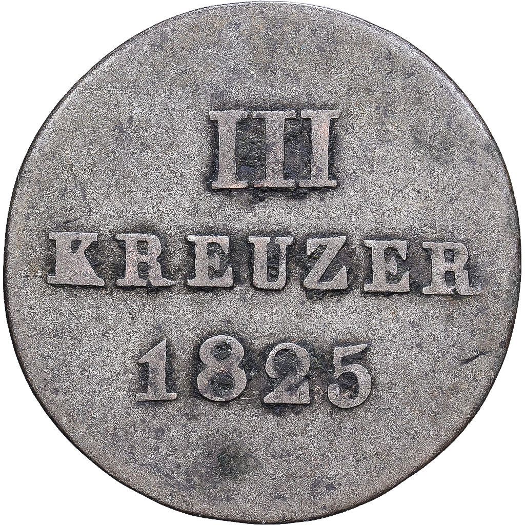 Estados alemanes, NASSAU, Wilhelm, 3 Kreuzer, '1825', Wiesbaden, Plata, BC+
