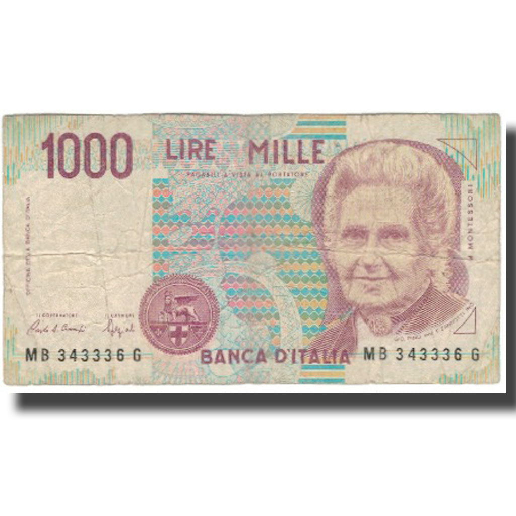 Nota, Itália, 1000 Lire, KM:114a, VG(8-10)