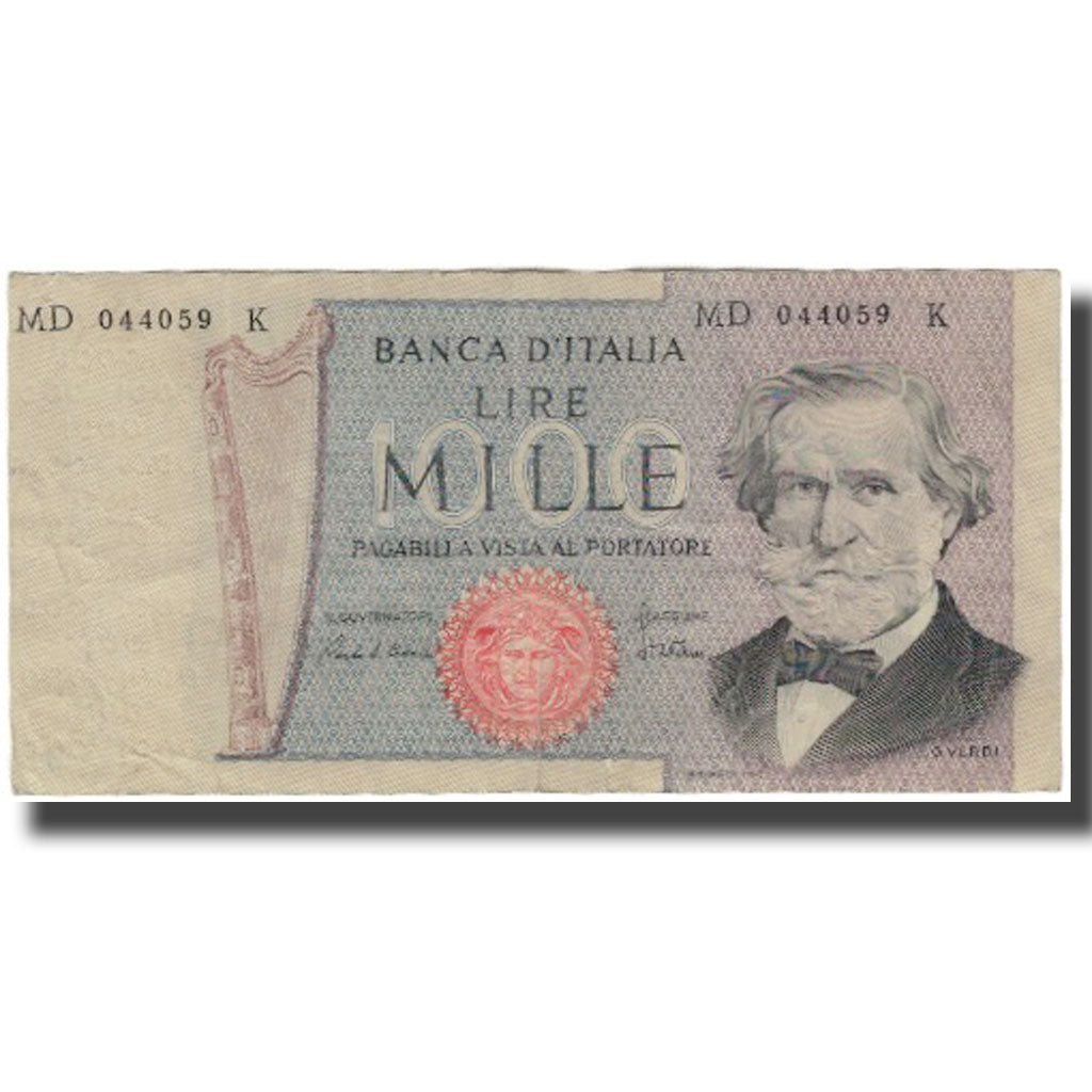 Nota, Itália, 1000 Lire, KM:101g, VG(8-10)