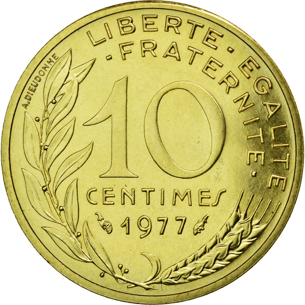 Coin, France, Marianne, 10 Centimes, 1977, Paris, MS(65-70), Aluminum-Bronze