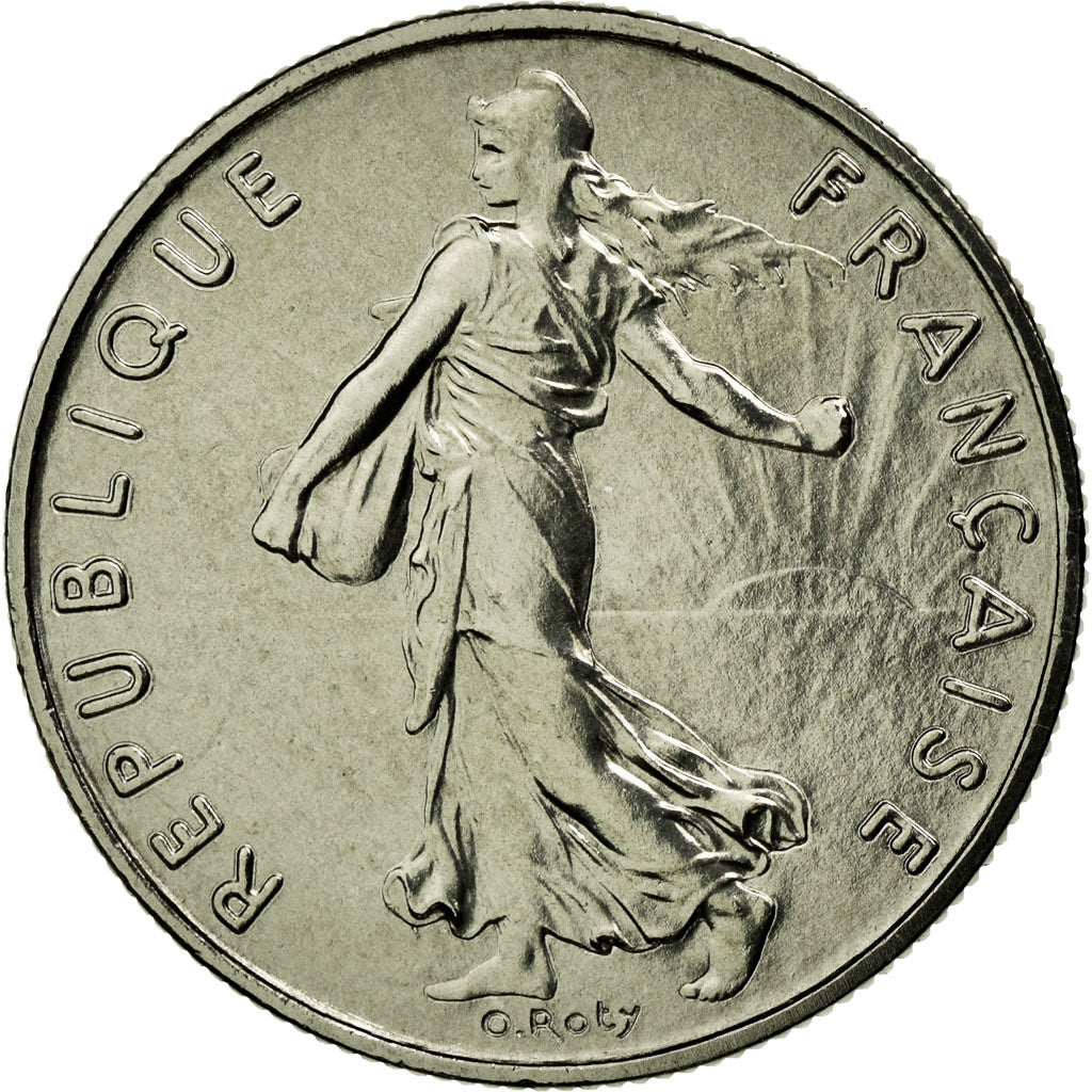 Moneta, Francja, Semeuse, 1/2 Franc, 1976, MS(65-70), Nikiel, Gadoury:429