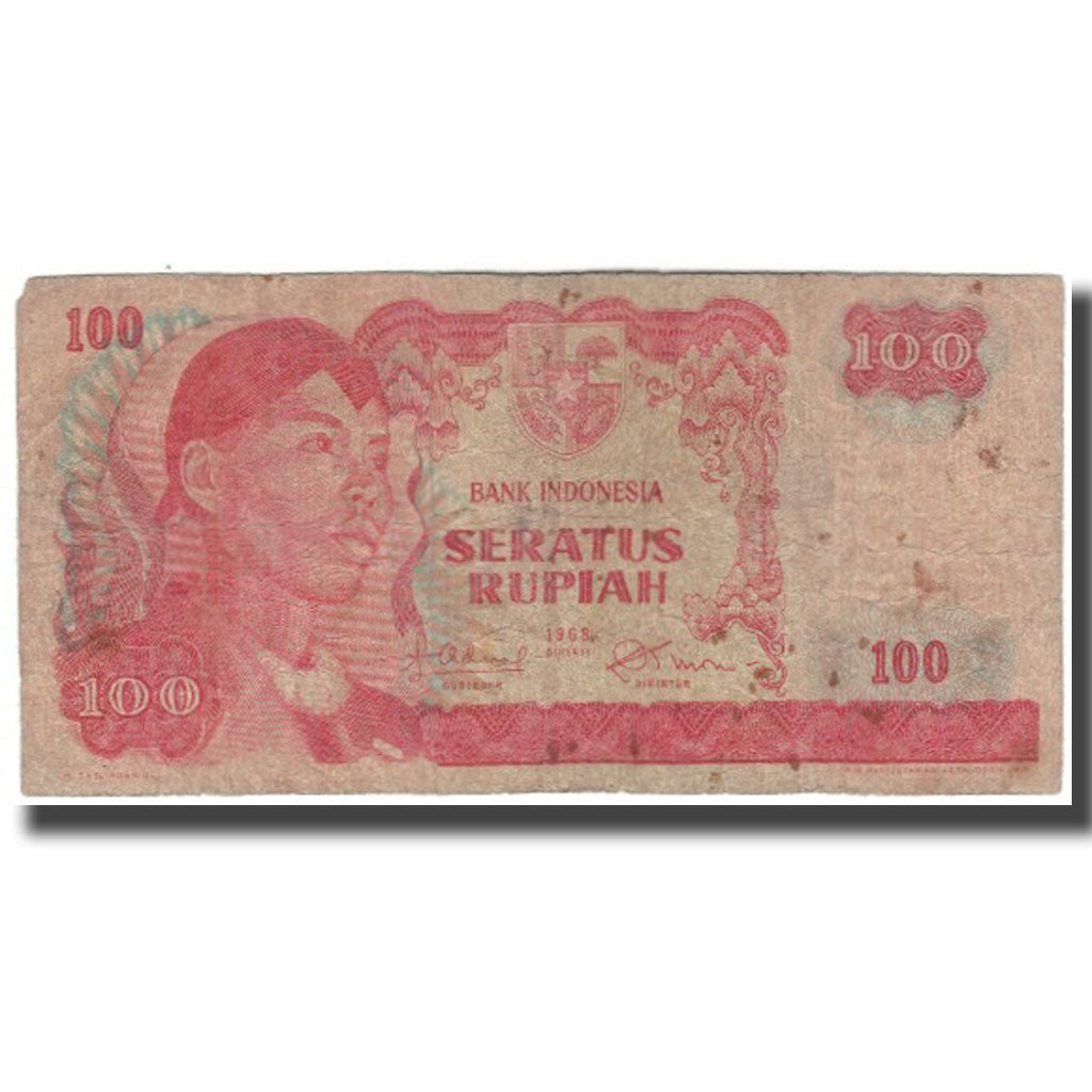 Nota, Indonésia, 100 Rupiah, 1968, KM:122a, AG(1-3)