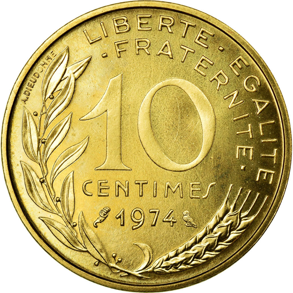 Coin, France, Marianne, 10 Centimes, 1974, Paris, MS(65-70), Aluminum-Bronze