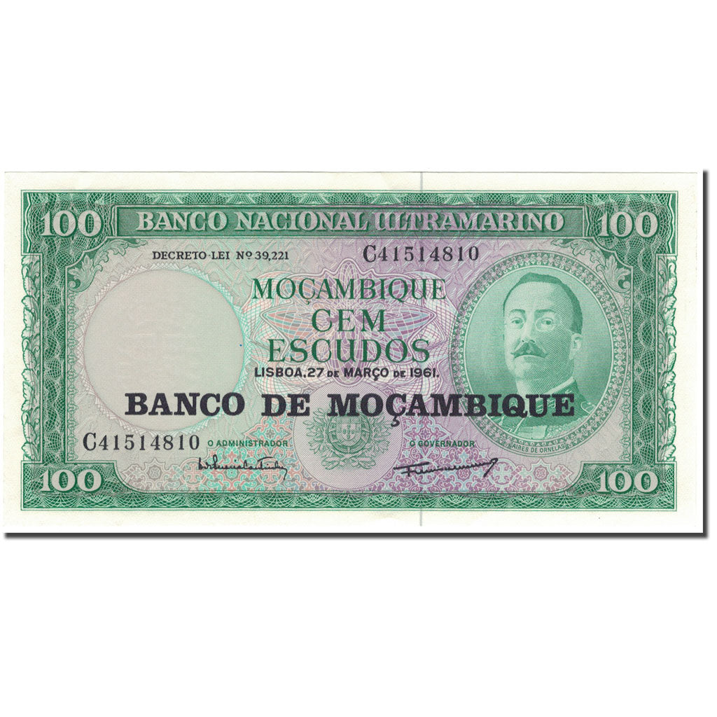 Geldschein, Mosambik, 100 Escudos, 1961-03-27, KM:117a, UNZ-