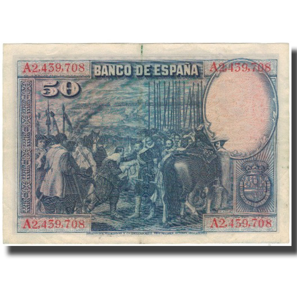 Banconote, Spagna, 50 Pesetas, 1928-08-15, KM:75a, MB+