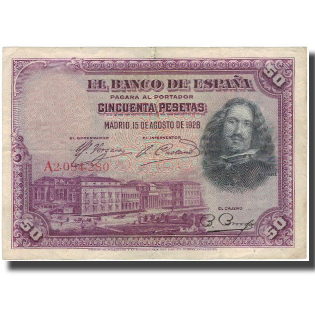 Banknote, Spain, 50 Pesetas, 1928-08-15, KM:75a, VF(30-35)