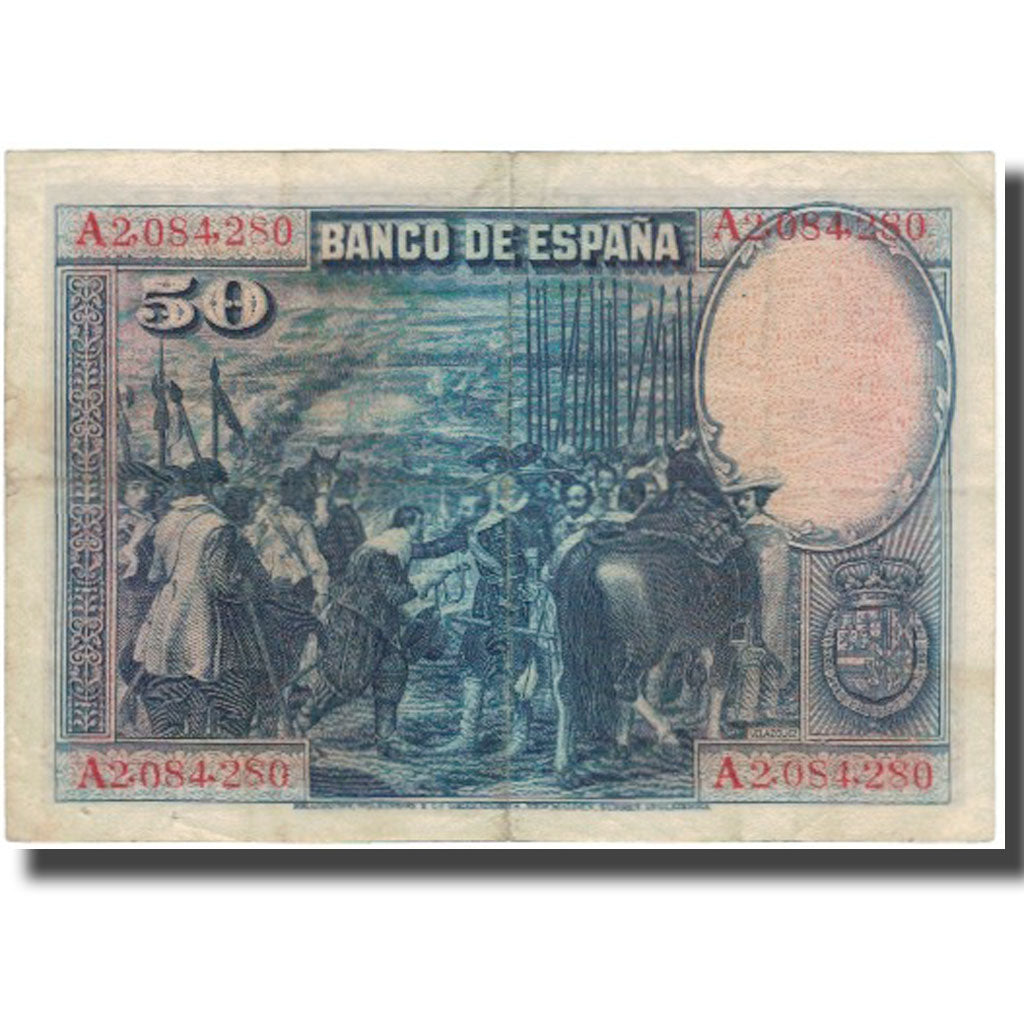 Banknote, Spain, 50 Pesetas, 1928-08-15, KM:75a, VF(30-35)