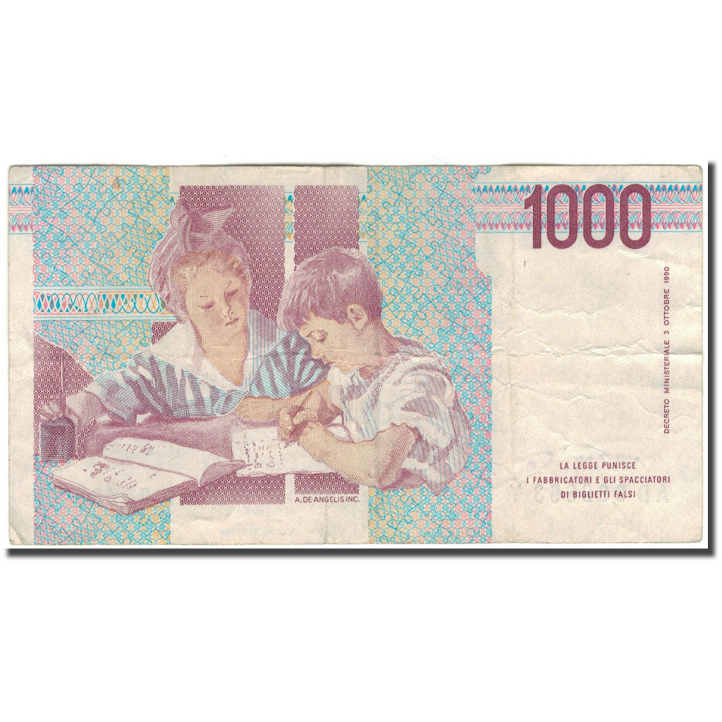 Nota, Itália, 1000 Lire, KM:114b, VF(30-35)