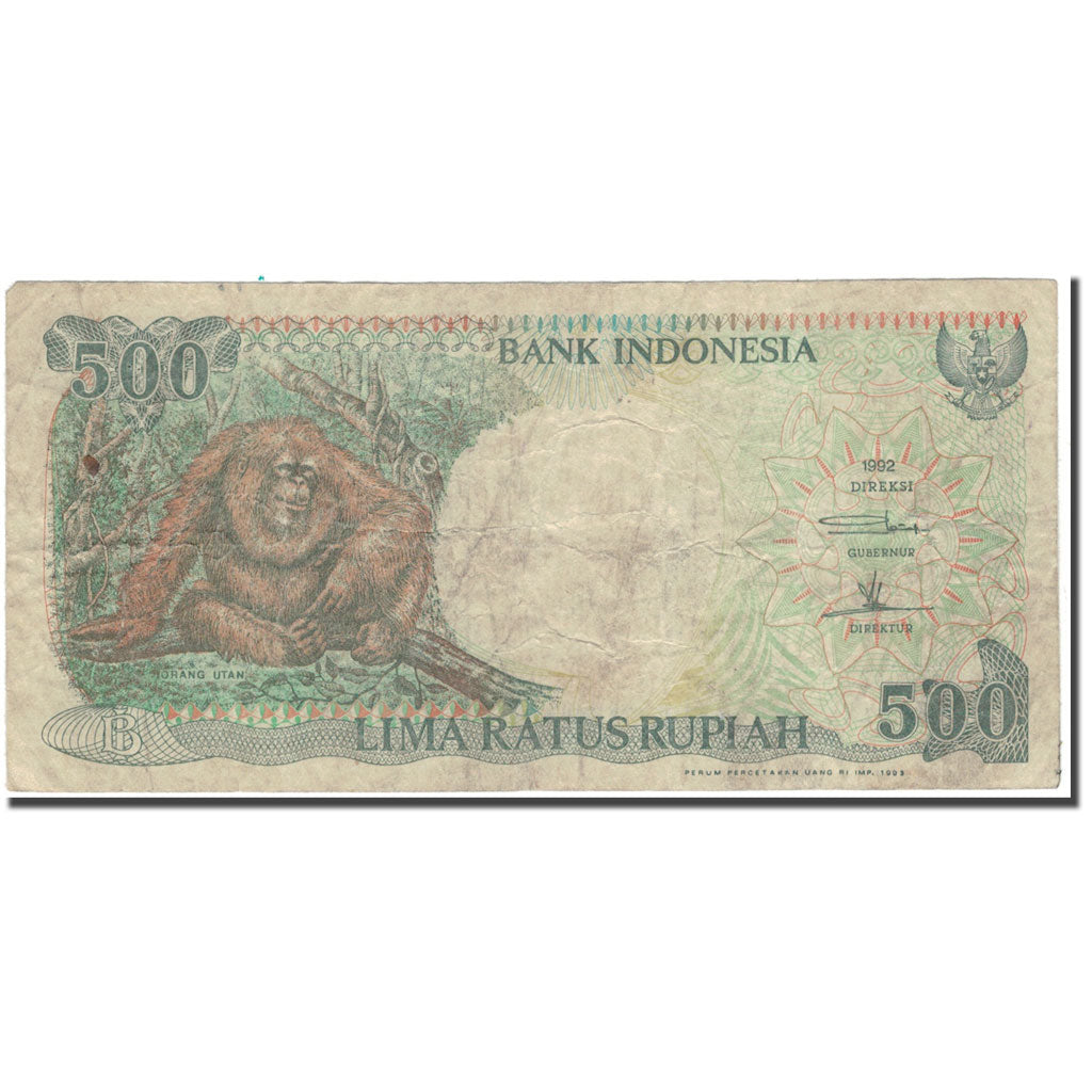 Nota, Indonésia, 500 Rupiah, 1992, KM:128b, VF(20-25)