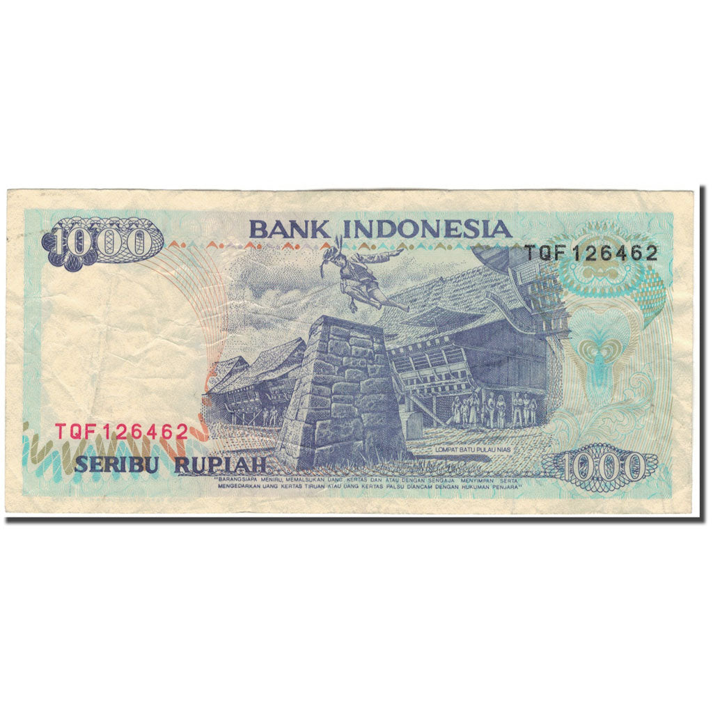 Nota, Indonésia, 1000 Rupiah, 1992, KM:129c, EF(40-45)