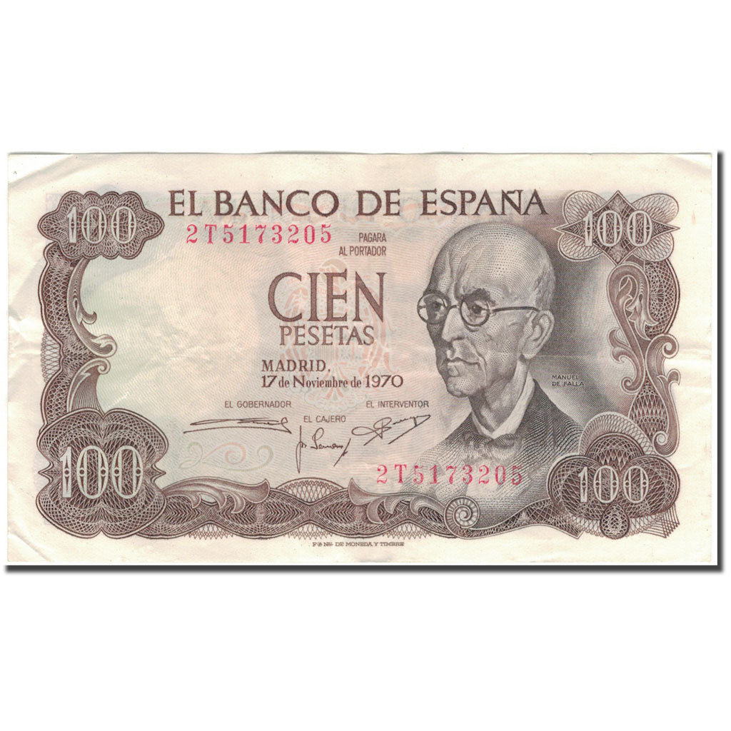 Biljet, Spanje, 100 Pesetas, 1970-11-17, KM:152a, TTB