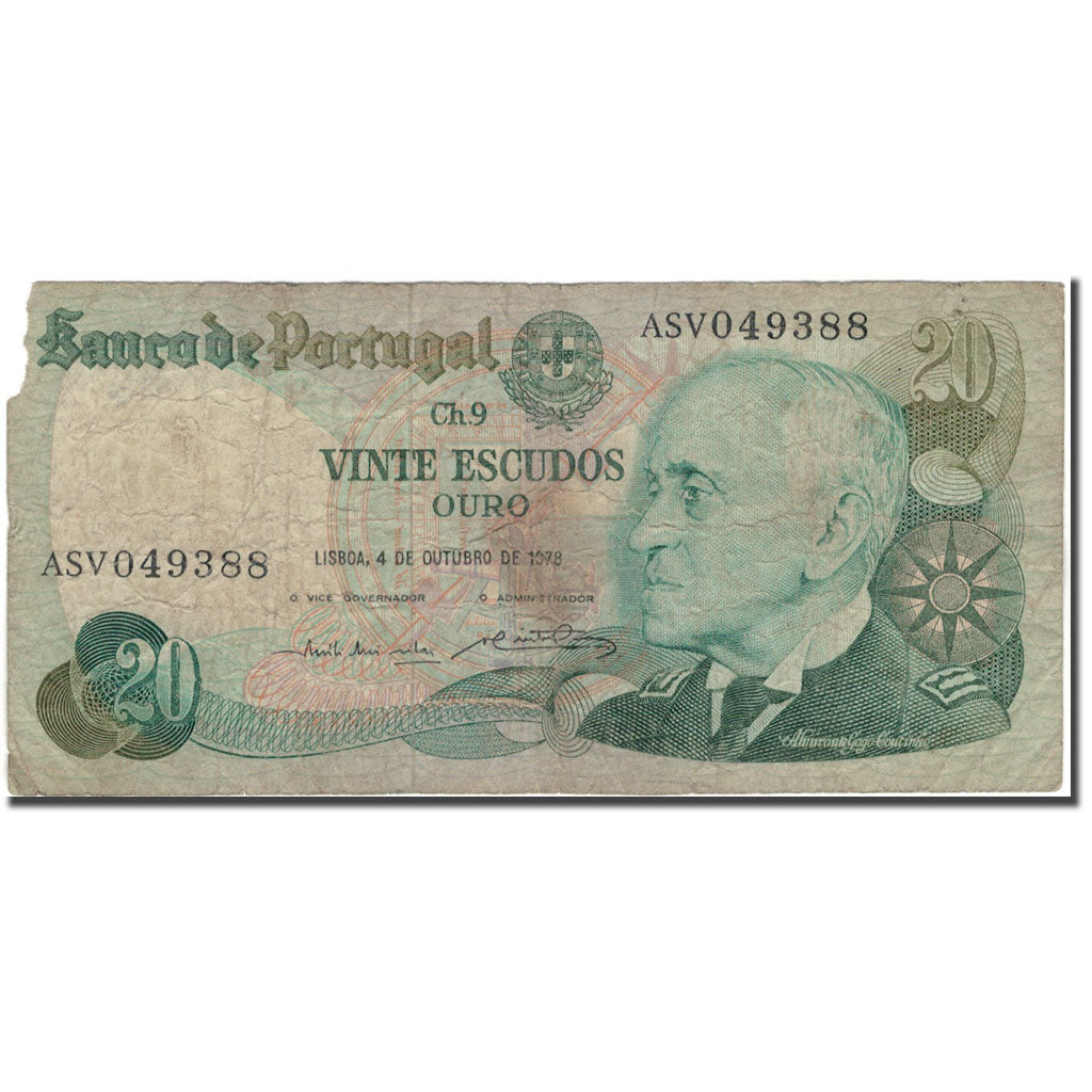 Banknote, Portugal, 20 Escudos, 1978-10-04, KM:176b, G(4-6)