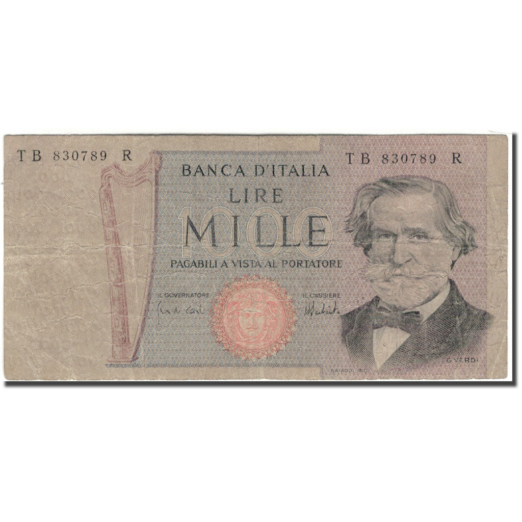 Geldschein, Italien, 1000 Lire, KM:101c, SGE+