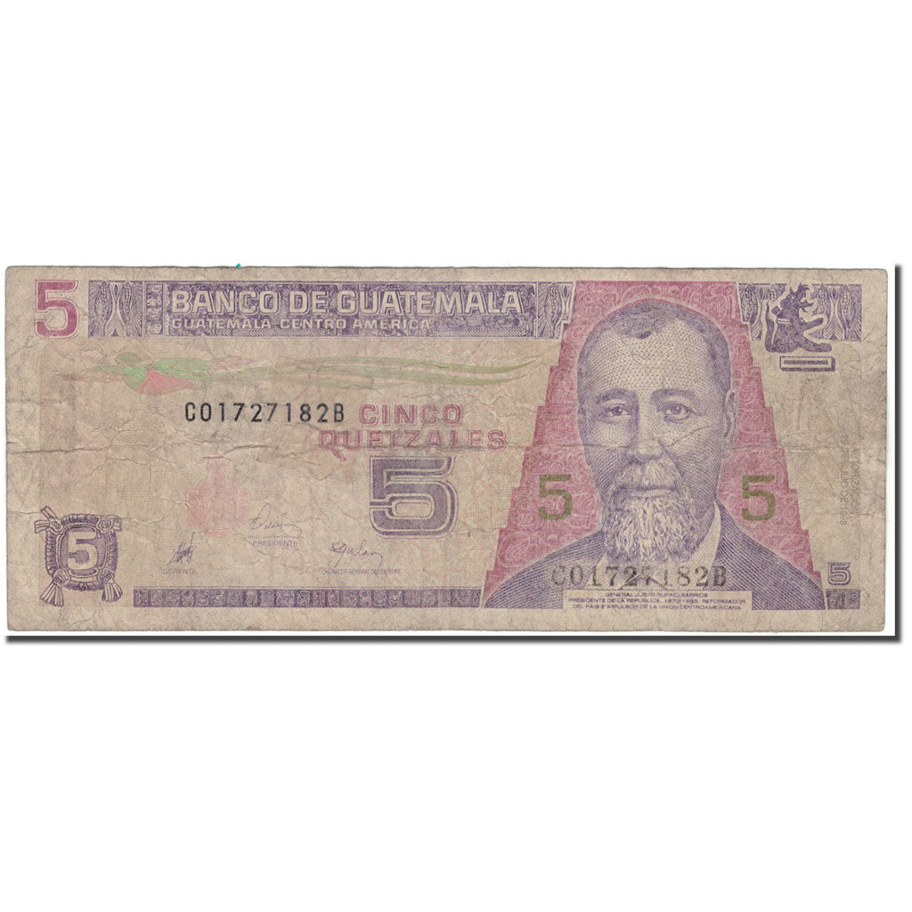 Biljet, Guatemala, 5 Quetzales, KM:100, B