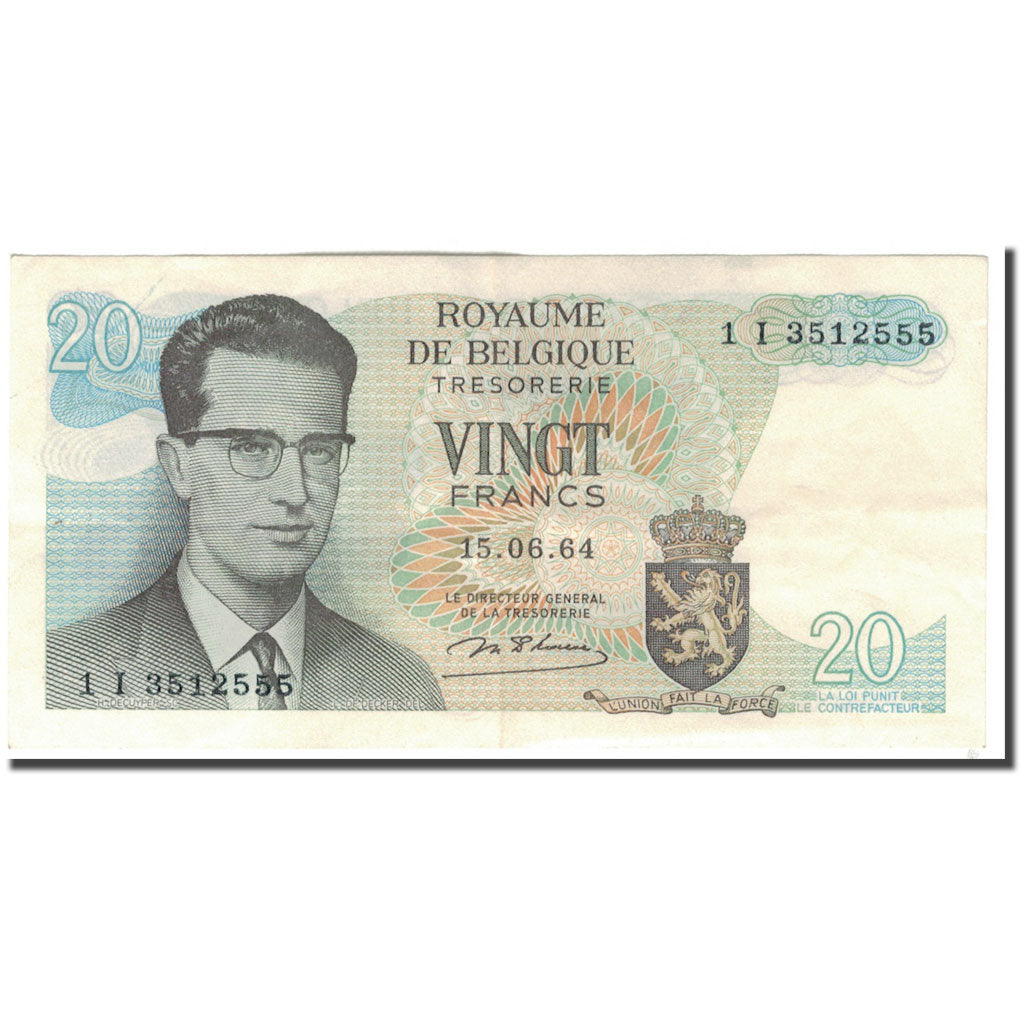Banknote, Belgium, 20 Francs, 1964-06-15, KM:138, AU(50-53)