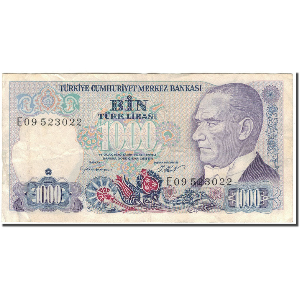 Banknote, Turkey, 1000 Lira, 1970, KM:196, VF(30-35)