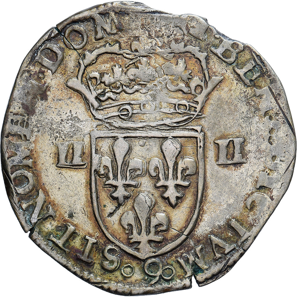 Francia, Henri III, 1/4 Ecu croix de face, 1578, Rennes, Plata, BC+, Gadoury:494