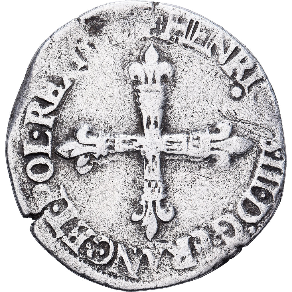Francia, Henri III, 1/4 Ecu croix de face, 158[?], Nantes, Plata, BC+