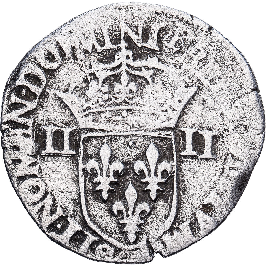 Francia, Henri III, 1/4 Ecu croix de face, 158[?], Nantes, Plata, BC+