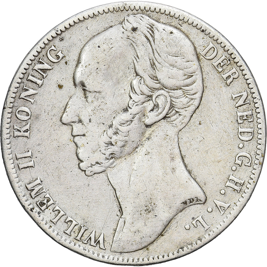 Holandia, William II, Gulden, 1847, Utrecht, Srebro, AU(50-53), KM:66