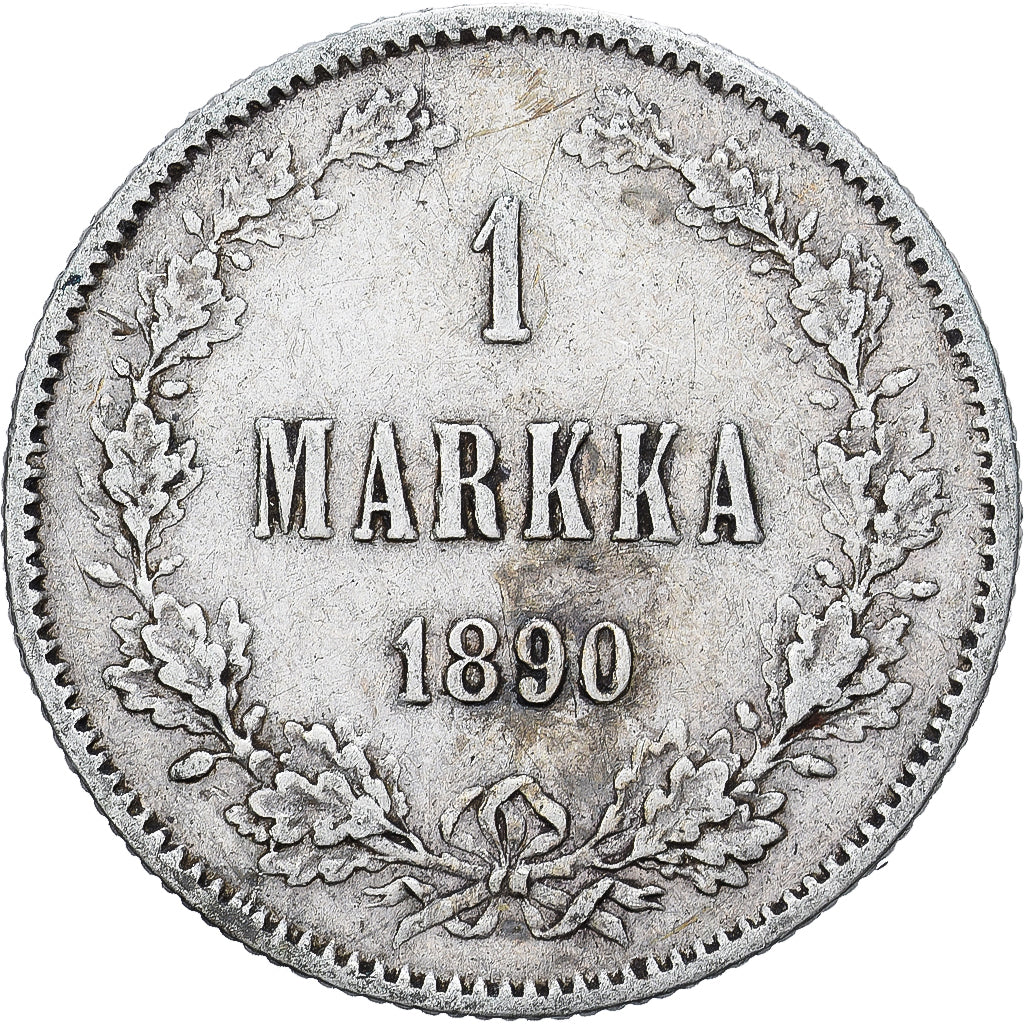 Finlandia, Alexander III, Markka, 1890, Helsinki, Argento, BB+, KM:3.2
