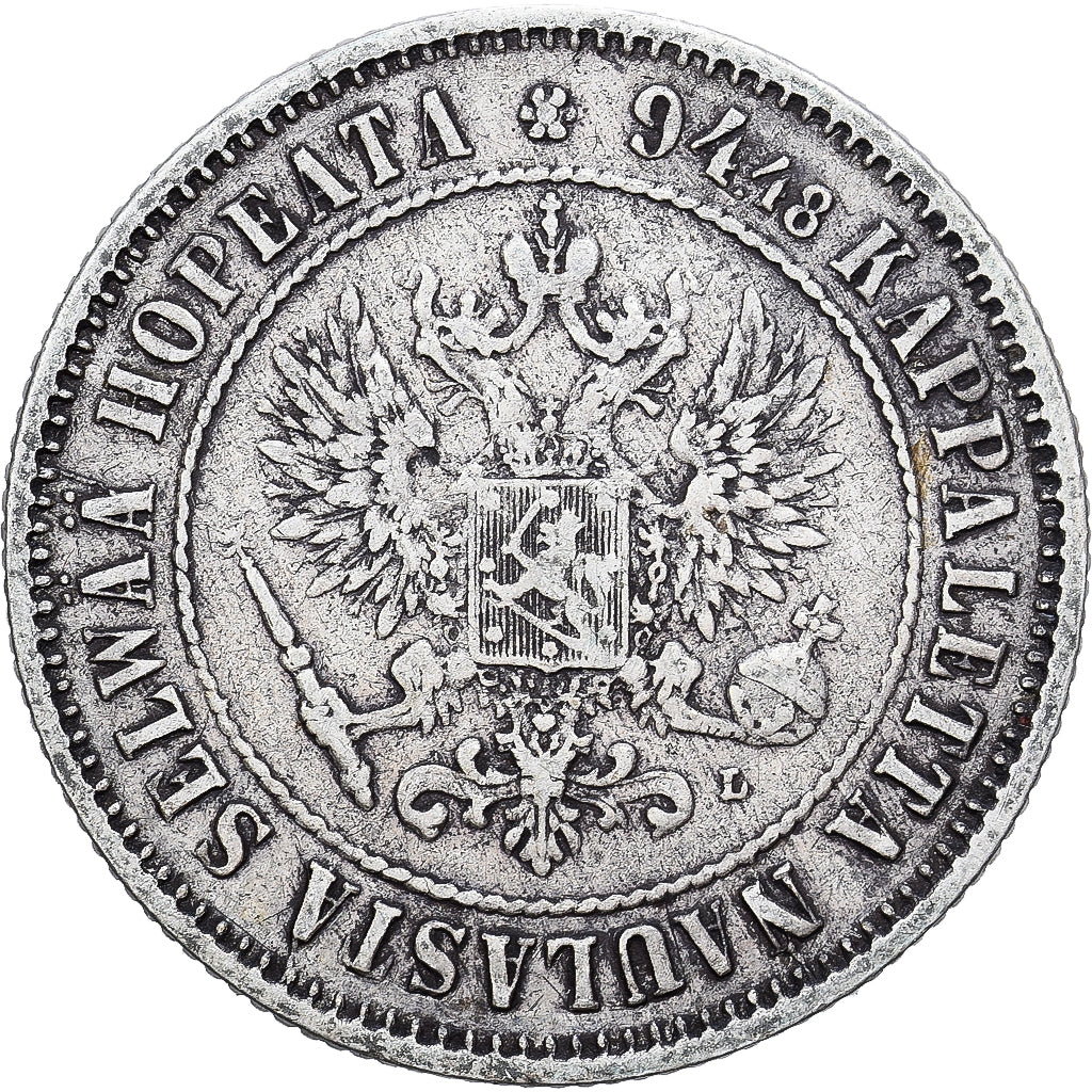 Finlandia, Alexander III, Markka, 1890, Helsinki, Srebro, AU(50-53), KM:3.2