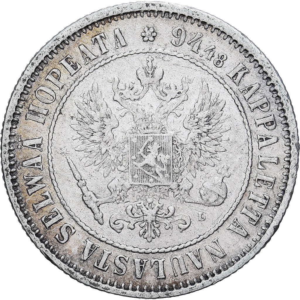 Finlândia, Alexander III, Markka, 1890, Helsinki, Prata, AU(55-58), KM:3.2