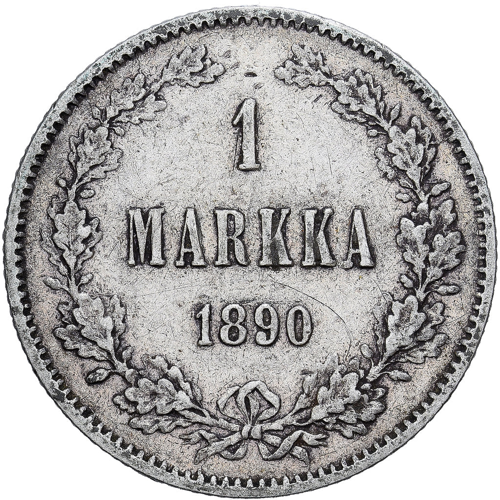 Finlândia, Alexander III, Markka, 1890, Helsinki, Prata, AU(55-58), KM:3.2