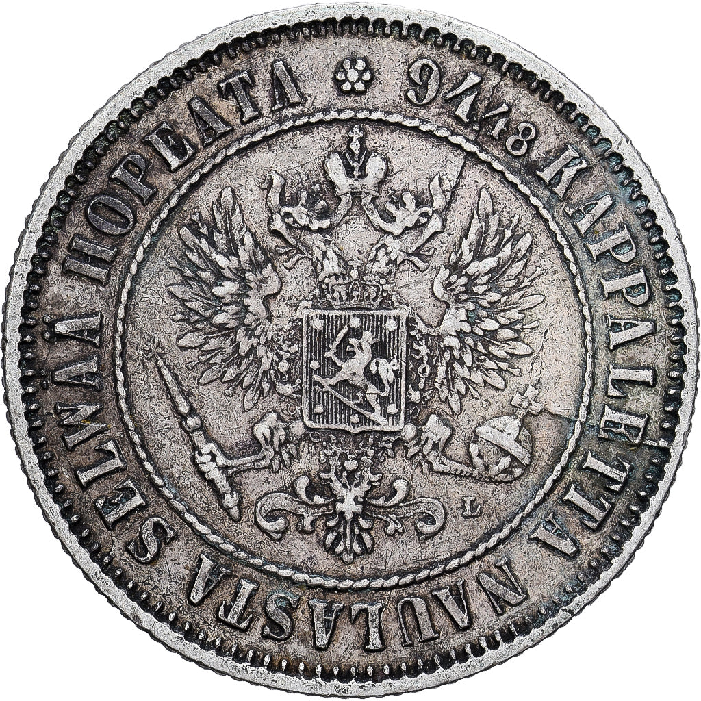 Finlândia, Alexander III, Markka, 1890, Helsinki, Prata, AU(55-58), KM:3.2