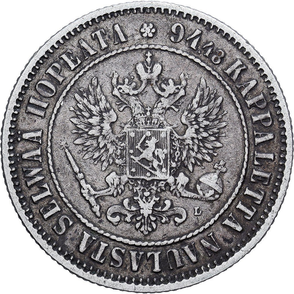Finlândia, Alexander III, Markka, 1890, Helsinki, Prata, AU(55-58), KM:3.2