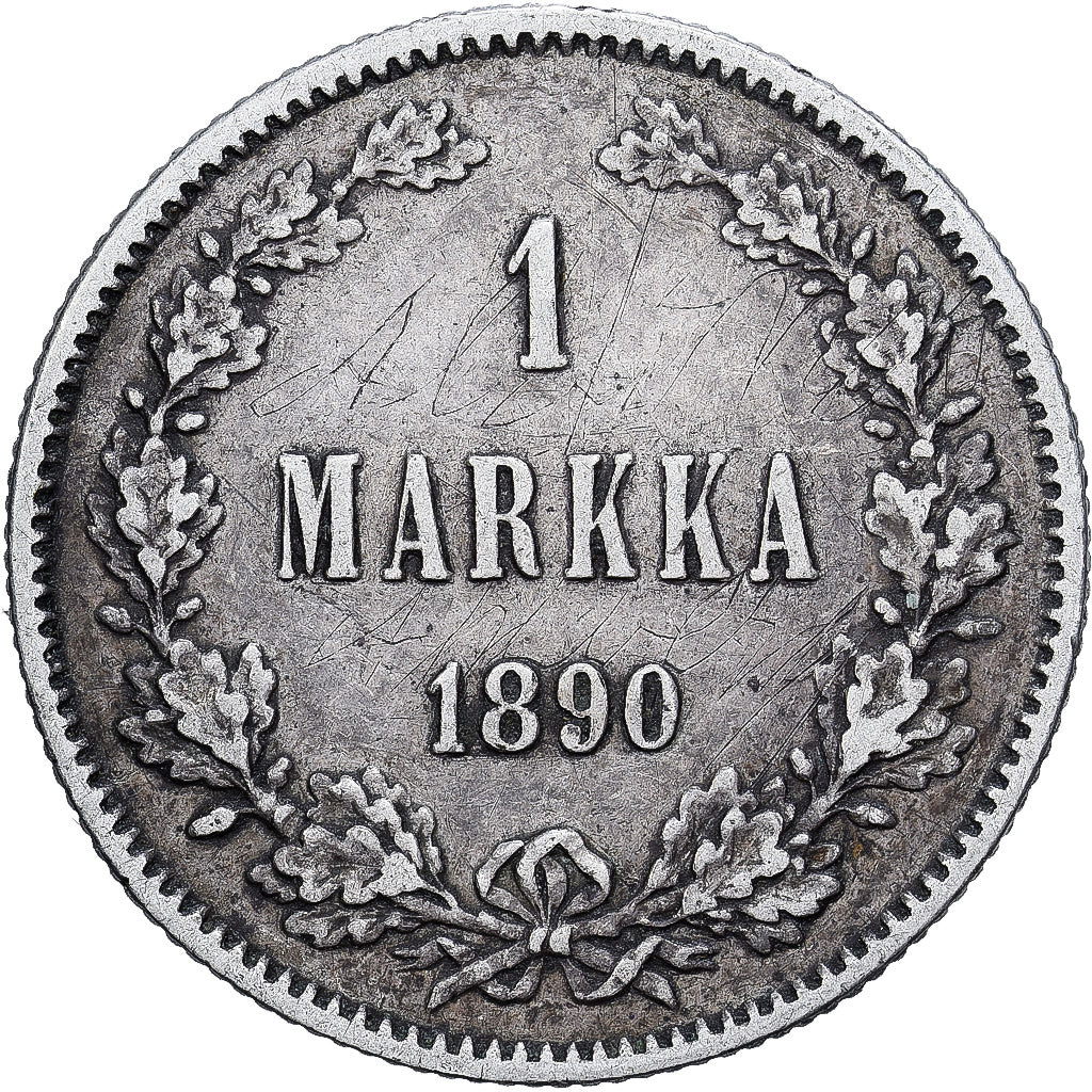 Finlândia, Alexander III, Markka, 1890, Helsinki, Prata, AU(55-58), KM:3.2