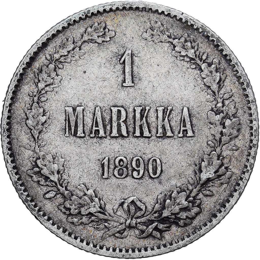 Finlândia, Alexander III, Markka, 1890, Helsinki, Prata, AU(55-58), KM:3.2