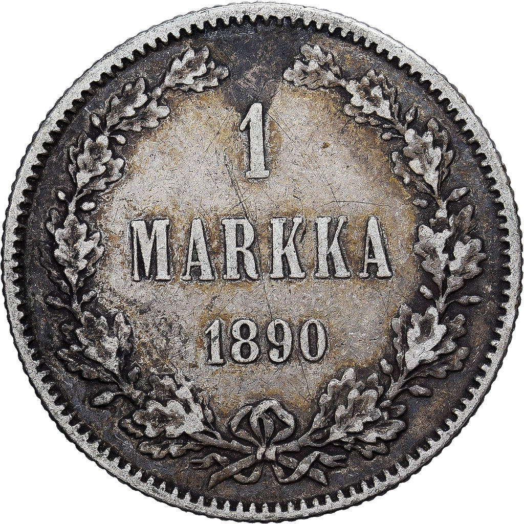 Finlândia, Alexander III, Markka, 1890, Helsinki, Prata, AU(55-58), KM:3.2