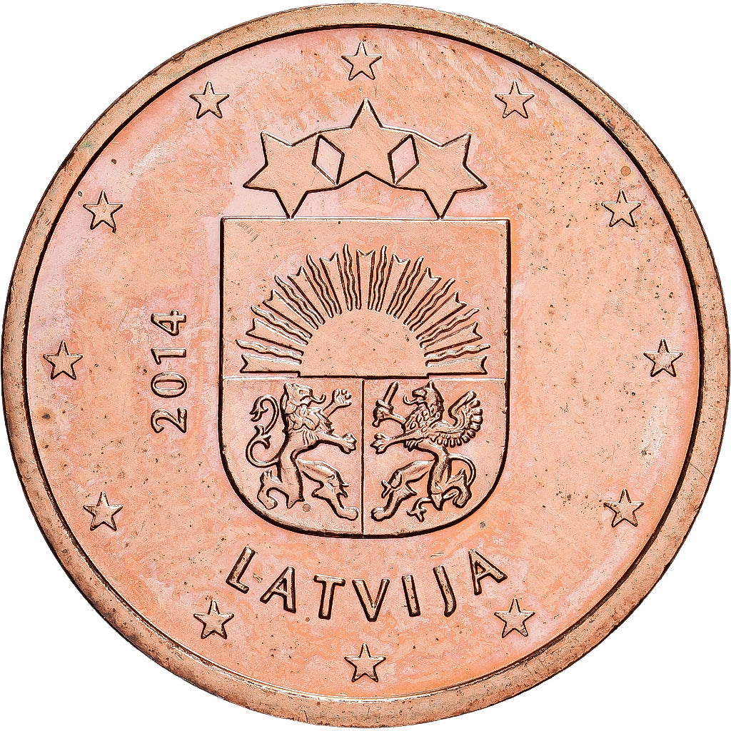 Lettonia, 5 Euro Cent, 2014, BU, SPL+, Acciaio placcato rame, KM:152