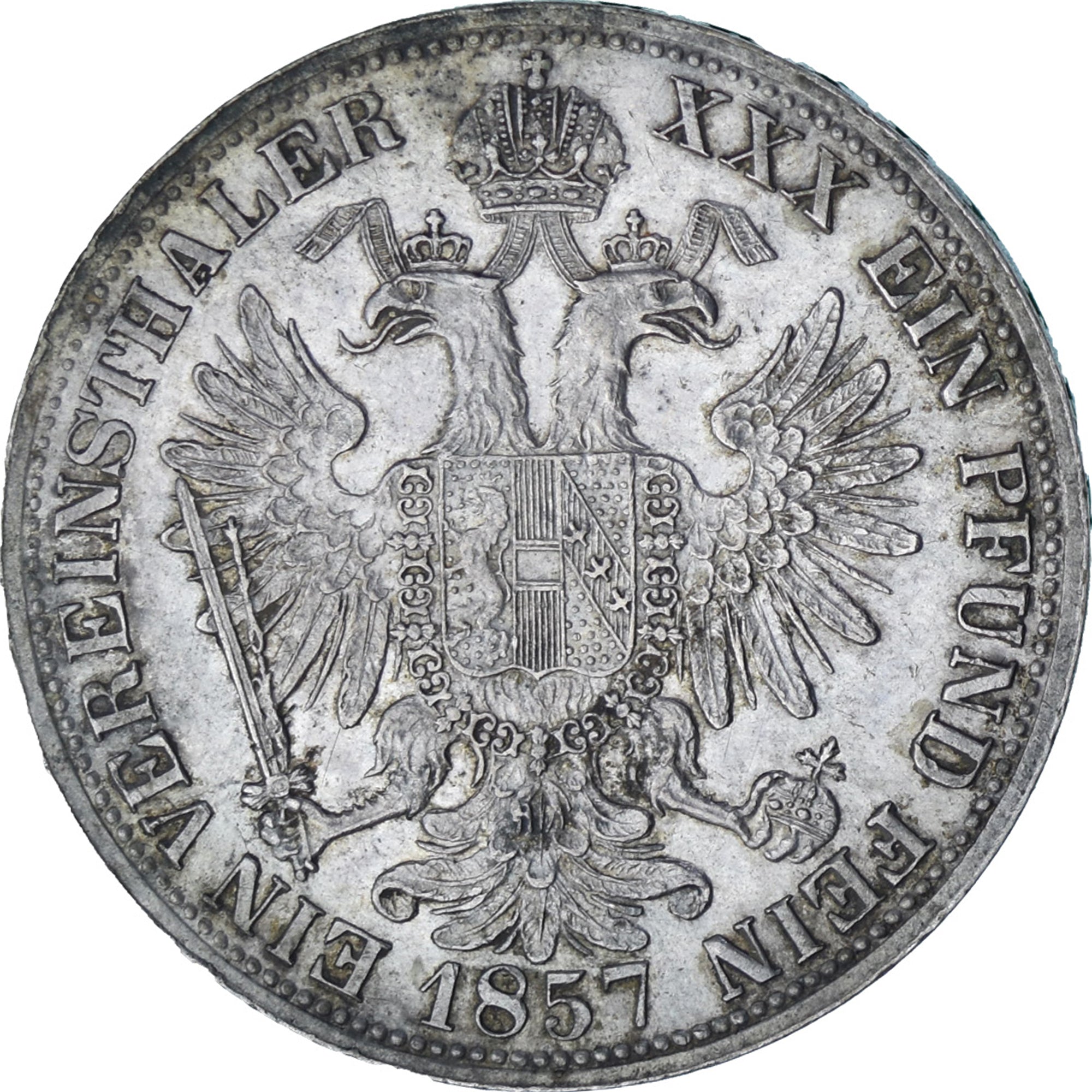Austria, Franz Joseph I, 1 Thaler, 1857, Vienna, Argento, SPL, KM:2244
