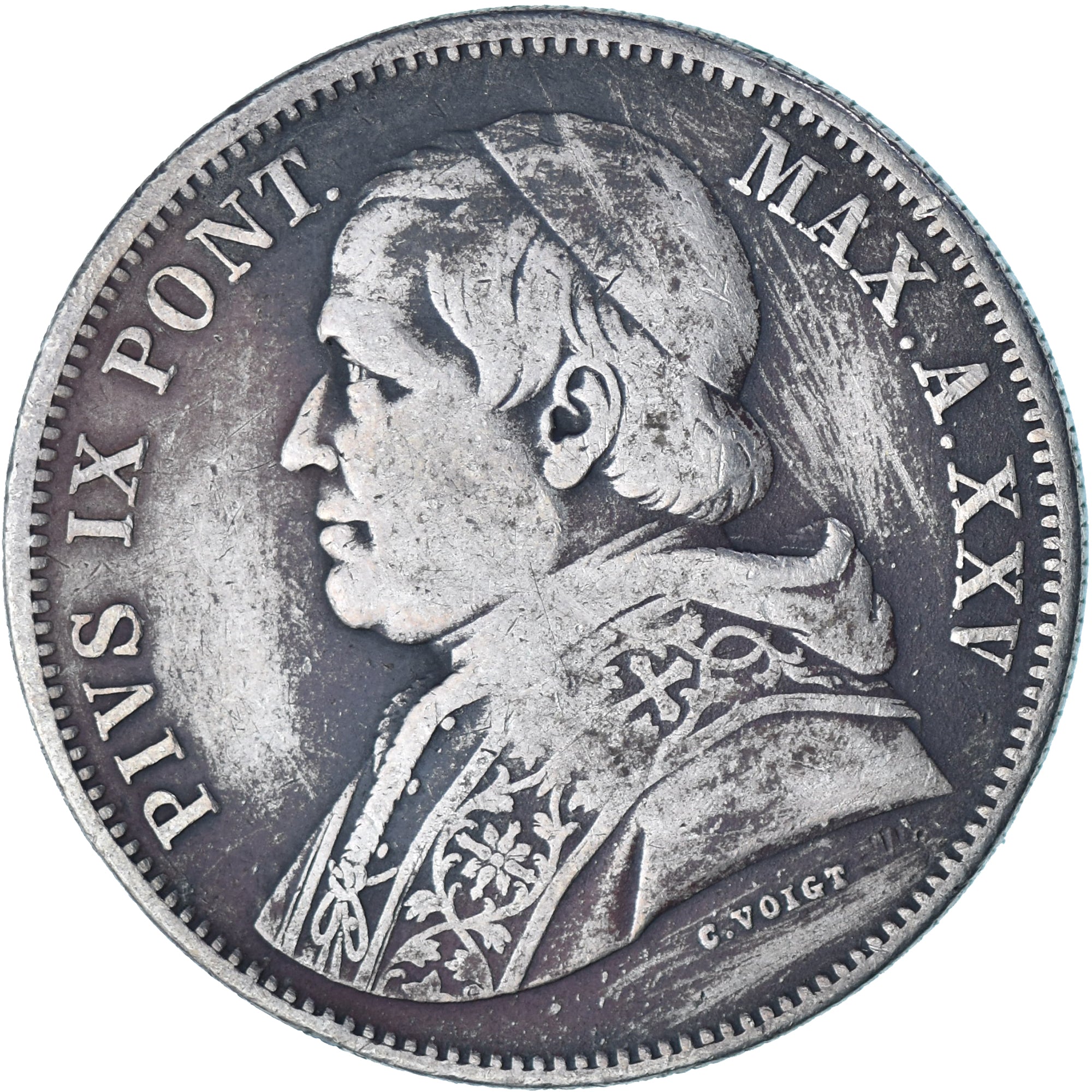 Vatikan, PAPAL STATES, Pius IX, 5 Lire, 1870, Rome, Silber, SS, KM:1385
