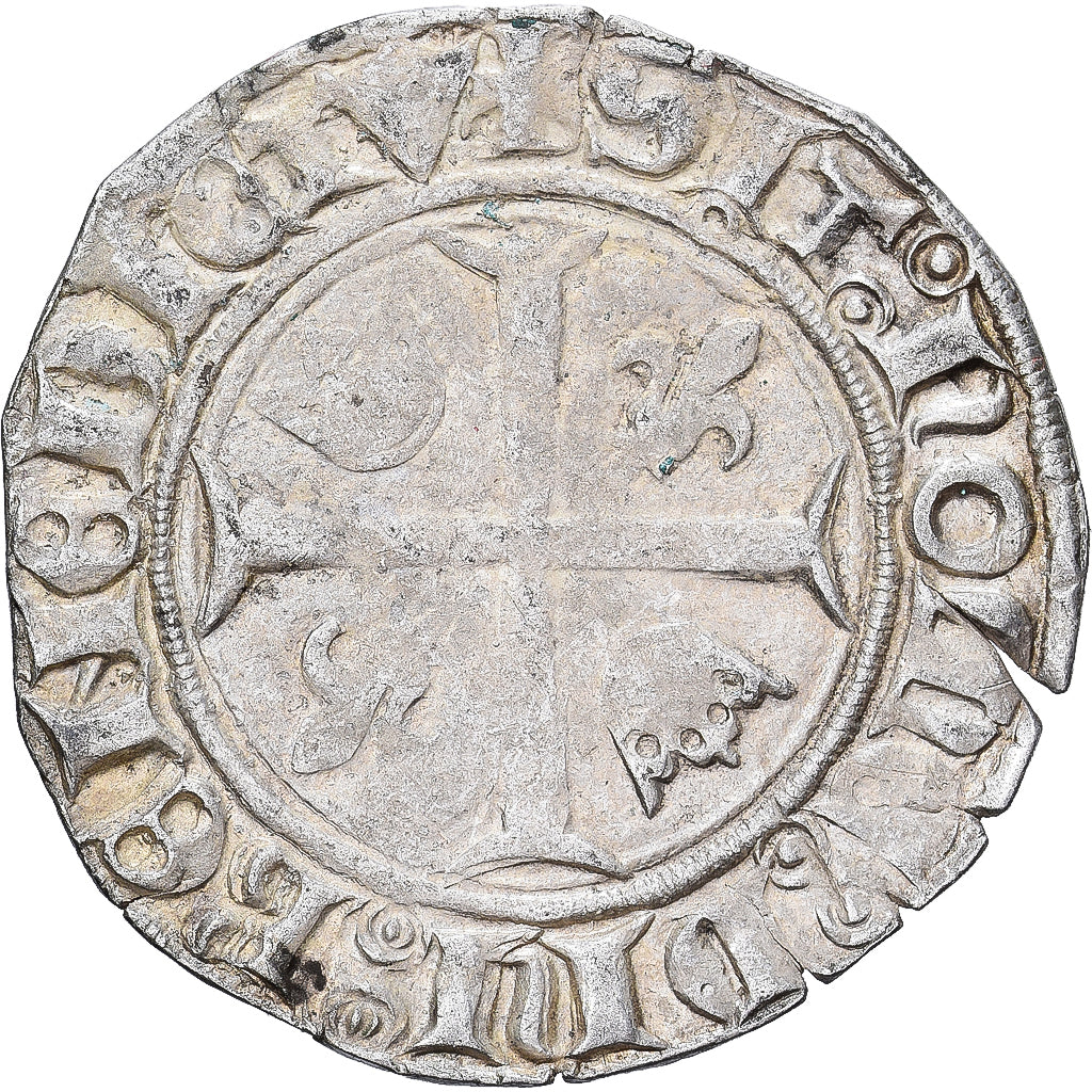 France, Charles VI, Blanc Guénar, 1380-1422, Romans, Billon, VF(30-35)