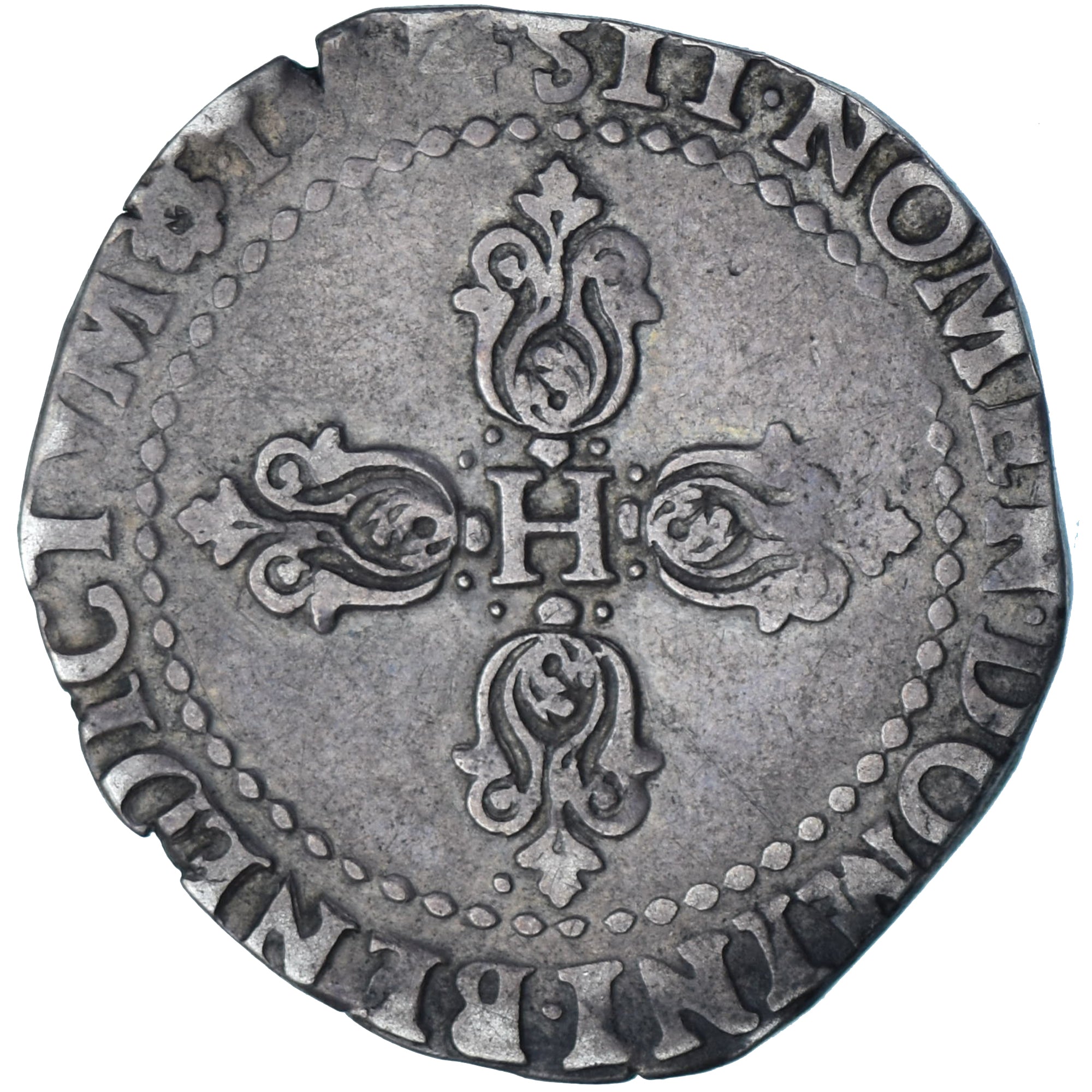 Frankreich, Henri IV, 1/2 Franc buste lauré, 1594, Rouen, Silber, S+