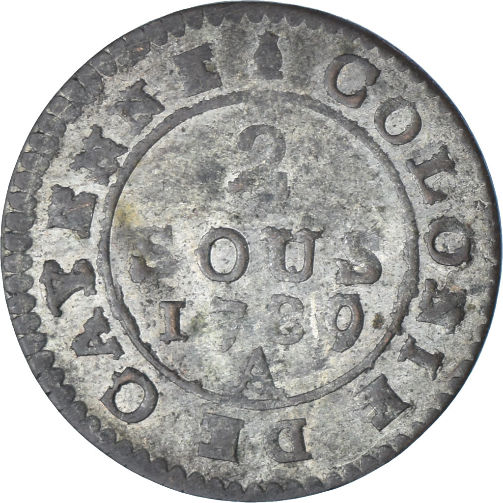 Guyana, Louis XVI, 2 Sous, Colonie de Cayenne, 1789, Paris, Copper, VF(30-35)