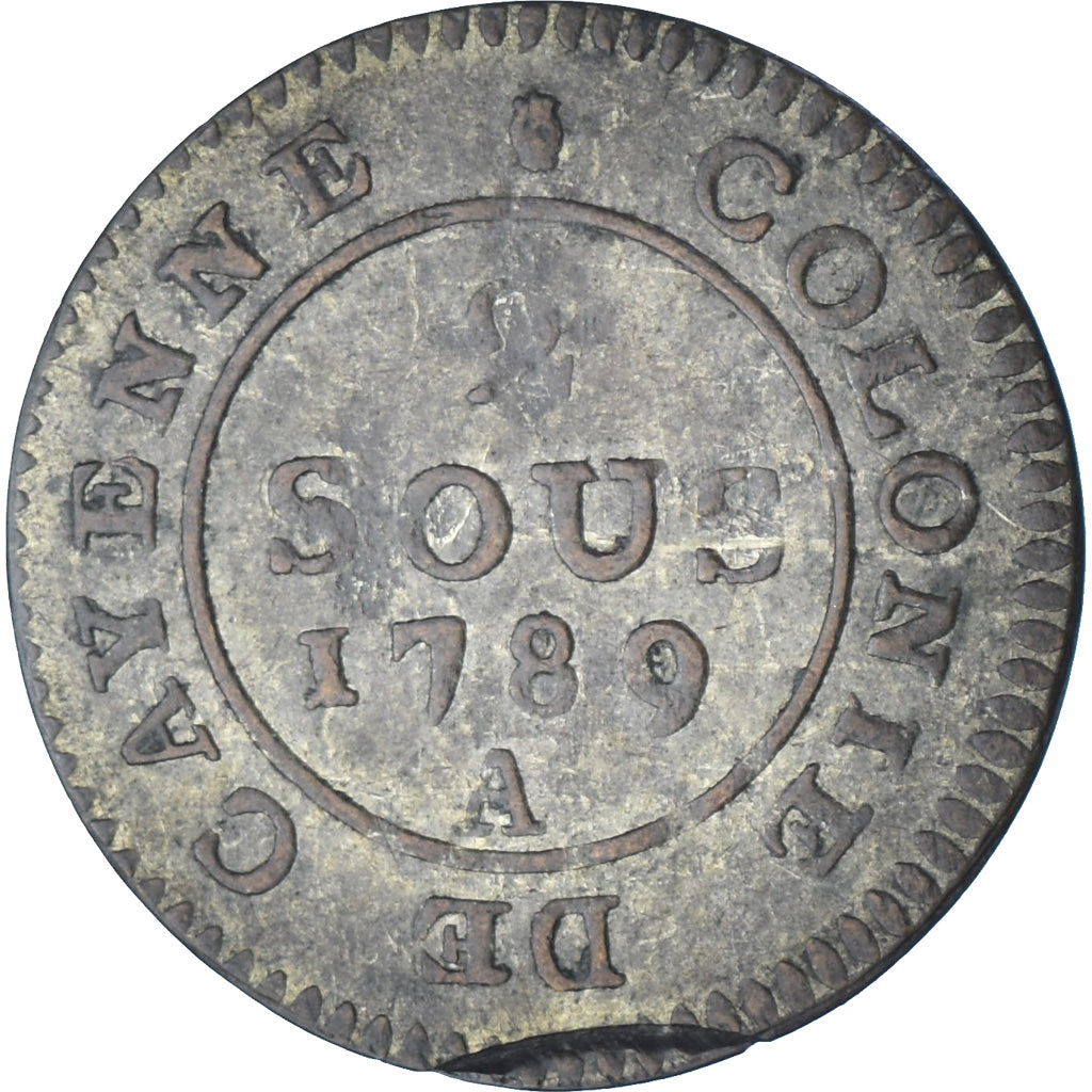 Guyana, Louis XVI, 2 Sous, Colonie de Cayenne, 1789, Paris, Copper, VF(30-35)