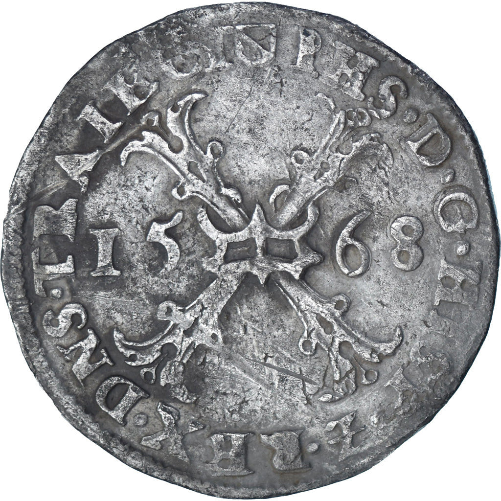 Spanish Netherlands, Philip II, 1/2 Écu de Bourgogne, 1568, Utrecht, Silver