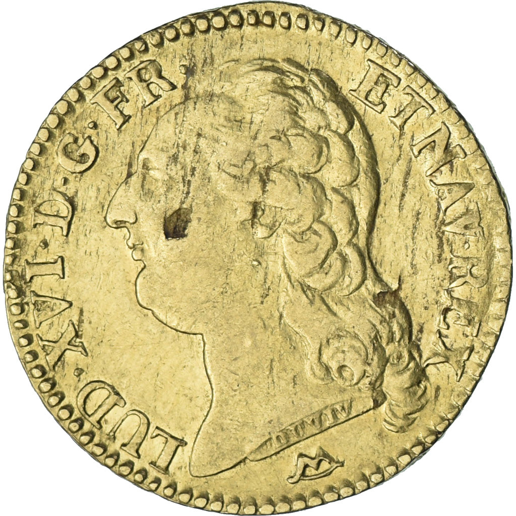 France, Louis XVI, Louis d'or à la tête nue, 1787, Montpellier, Or, TTB