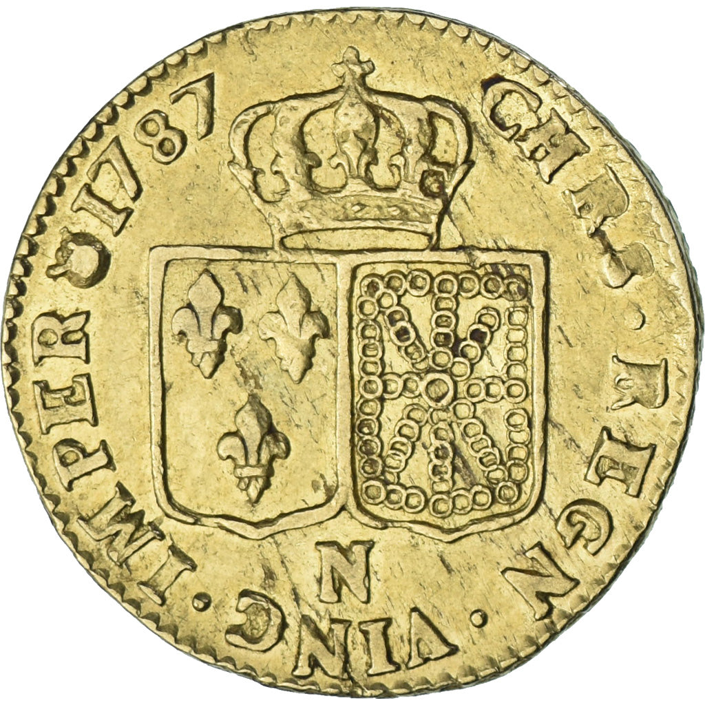 France, Louis XVI, Louis d'or à la tête nue, 1787, Montpellier, Or, TTB